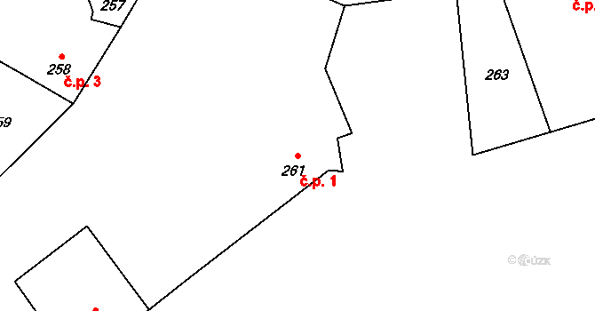 Přerov VII-Čekyně 1, Přerov na parcele st. 261 v KÚ Čekyně, Katastrální mapa