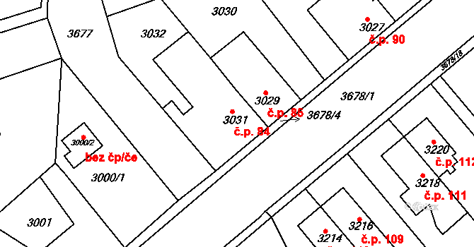Karlov 84, Kutná Hora na parcele st. 3031 v KÚ Kutná Hora, Katastrální mapa