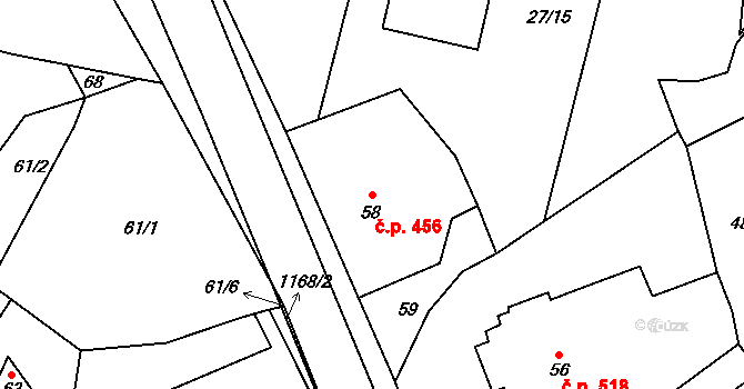 Desná II 456, Desná na parcele st. 58 v KÚ Desná II, Katastrální mapa