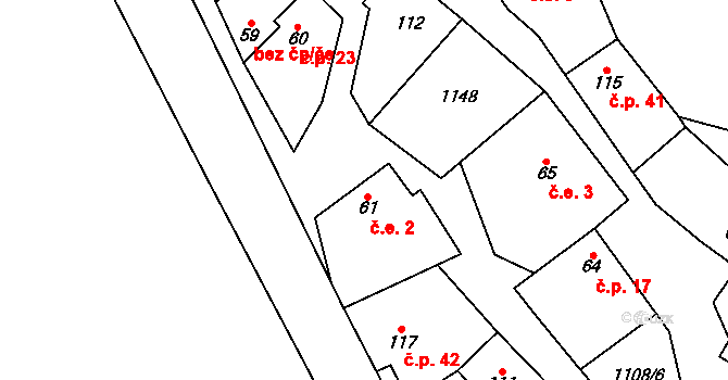 Nabdín 2, Černuc na parcele st. 61 v KÚ Nabdín, Katastrální mapa