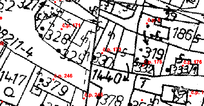 Jablonné v Podještědí 173 na parcele st. 330 v KÚ Jablonné v Podještědí, Katastrální mapa