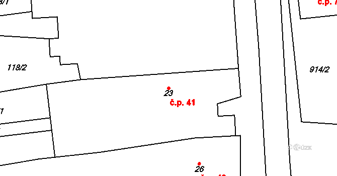 Moravská Huzová 41, Štěpánov na parcele st. 23 v KÚ Moravská Huzová, Katastrální mapa