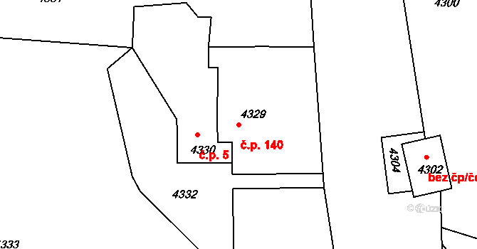 Mimoň II 140, Mimoň na parcele st. 4329 v KÚ Mimoň, Katastrální mapa