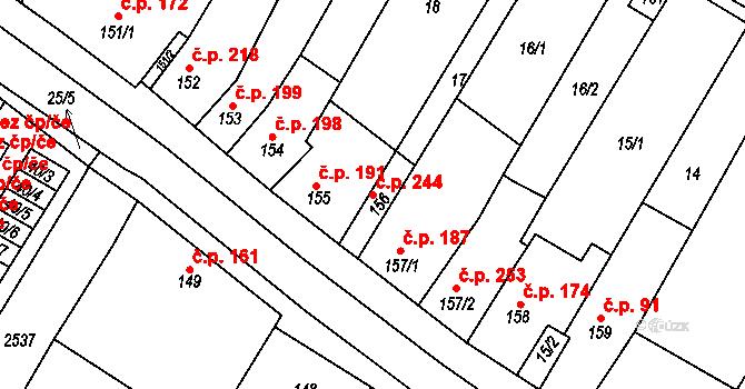 Třebenice 244 na parcele st. 156 v KÚ Třebenice, Katastrální mapa