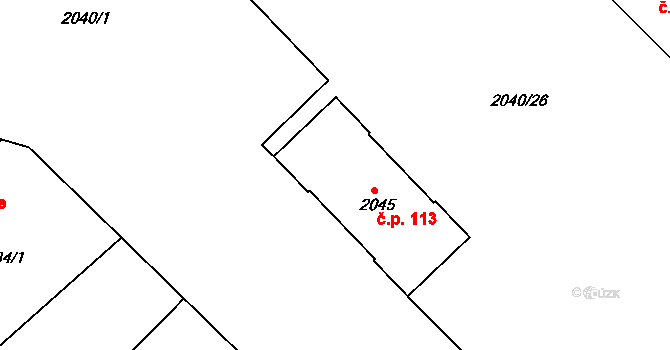 Košťálov 113 na parcele st. 2045 v KÚ Košťálov, Katastrální mapa
