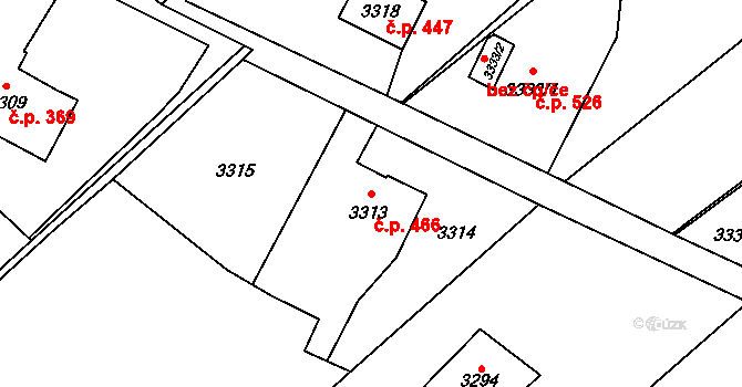 Poruba 466, Orlová na parcele st. 3313 v KÚ Poruba u Orlové, Katastrální mapa