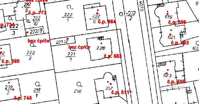 Poděbrady II 563, Poděbrady na parcele st. 220 v KÚ Poděbrady, Katastrální mapa