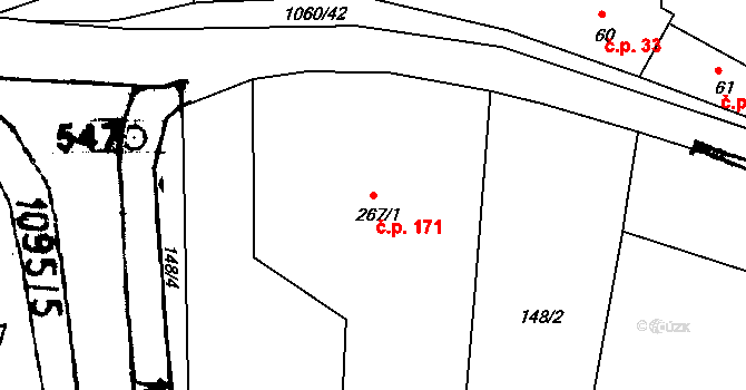 Štěkeň 171 na parcele st. 267/1 v KÚ Štěkeň, Katastrální mapa