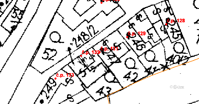 Jaroměřice 131 na parcele st. 247 v KÚ Jaroměřice, Katastrální mapa
