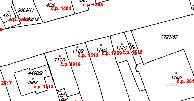 Břeclav 1769 na parcele st. 114/2 v KÚ Břeclav, Katastrální mapa