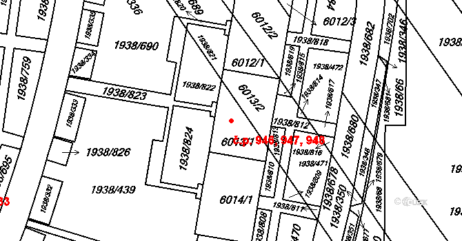 Bystrc 946,947,948, Brno na parcele st. 6014/1 v KÚ Bystrc, Katastrální mapa