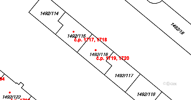 Sokolov 1719,1720 na parcele st. 1492/116 v KÚ Sokolov, Katastrální mapa