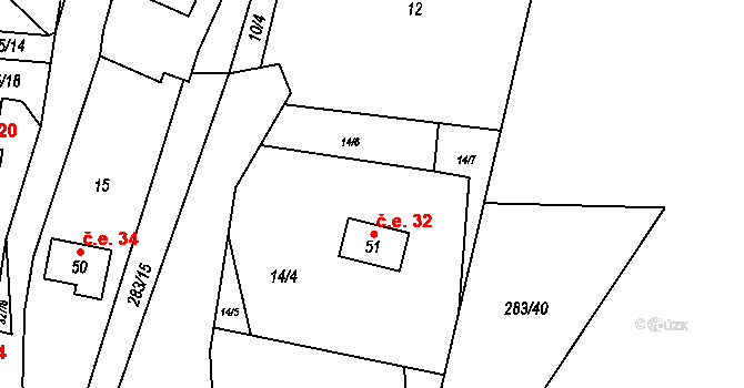 Suchdol 32, Křimov na parcele st. 51 v KÚ Suchdol u Křimova, Katastrální mapa