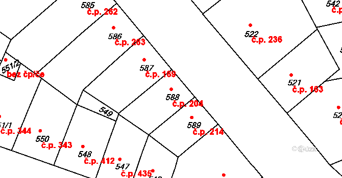 Nusle 204, Praha na parcele st. 588 v KÚ Nusle, Katastrální mapa