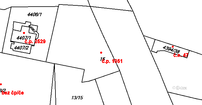 Nusle 1051, Praha na parcele st. 15 v KÚ Nusle, Katastrální mapa