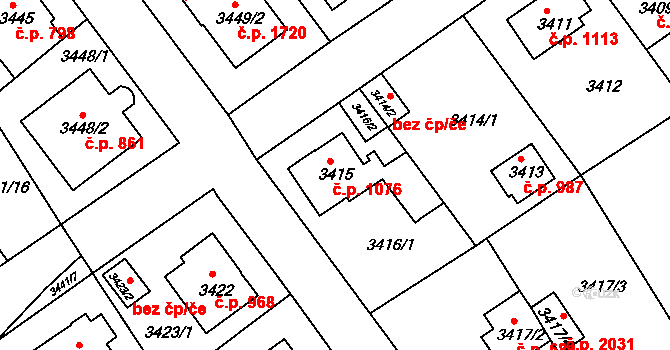 Modřany 1076, Praha na parcele st. 3415 v KÚ Modřany, Katastrální mapa