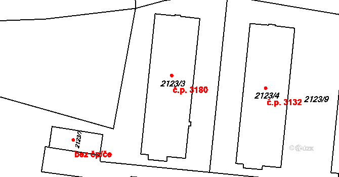 Záběhlice 3180, Praha na parcele st. 2123/3 v KÚ Záběhlice, Katastrální mapa