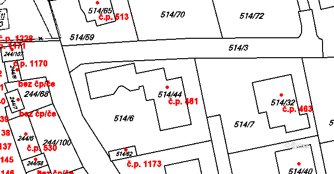 Dobšice 461 na parcele st. 514/44 v KÚ Dobšice u Znojma, Katastrální mapa