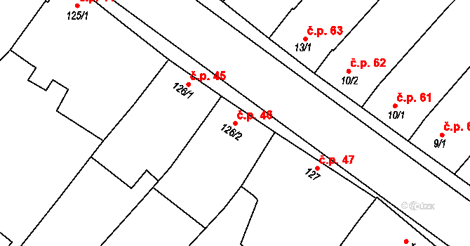 Držovice 46 na parcele st. 126/2 v KÚ Držovice na Moravě, Katastrální mapa