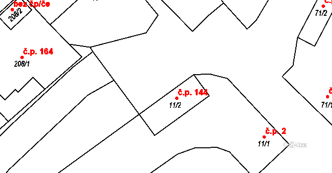 Bzová 144 na parcele st. 11/2 v KÚ Bzová u Hořovic, Katastrální mapa