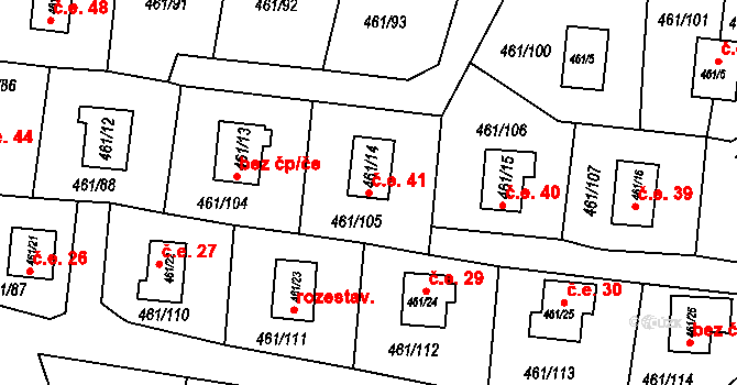 Koněšín 41 na parcele st. 461/14 v KÚ Koněšín, Katastrální mapa