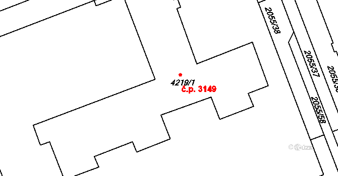 Hodonín 3149 na parcele st. 4219/1 v KÚ Hodonín, Katastrální mapa