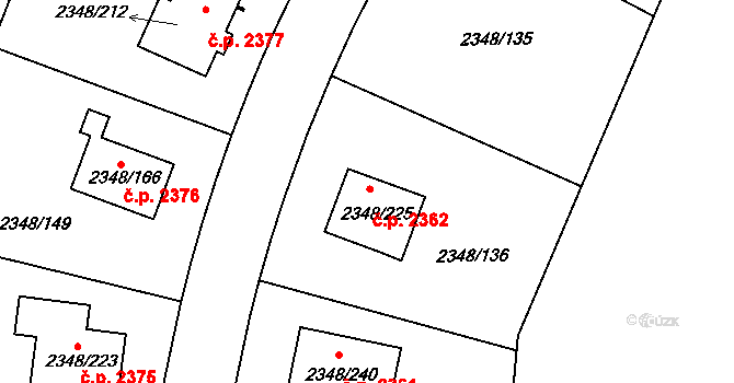 Pelhřimov 2362 na parcele st. 2348/225 v KÚ Pelhřimov, Katastrální mapa