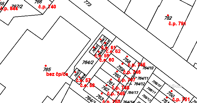 Moravský Krumlov 60 na parcele st. 764/6 v KÚ Moravský Krumlov, Katastrální mapa