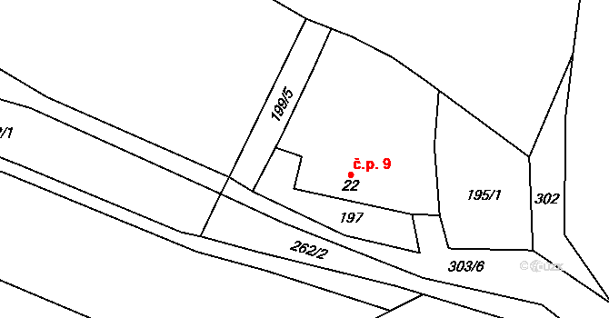 Hrazánky 9, Hrazany na parcele st. 22 v KÚ Hrazánky, Katastrální mapa