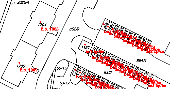 Blatná 40690814 na parcele st. 1151 v KÚ Blatná, Katastrální mapa