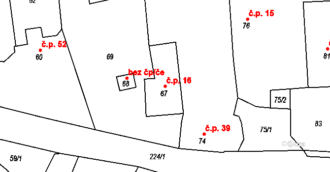 Kamenec 16, Holasovice na parcele st. 67 v KÚ Kamenec, Katastrální mapa