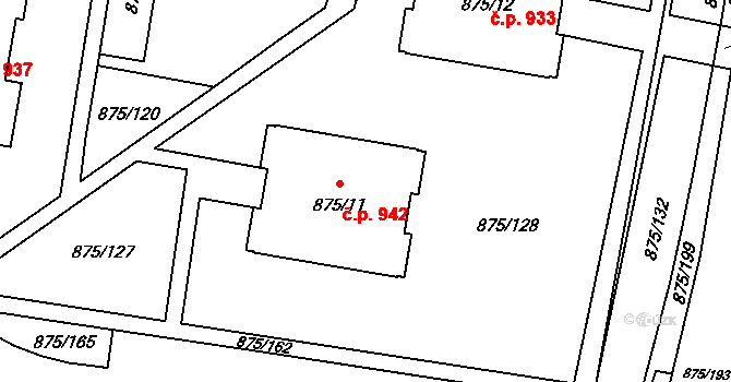 Kylešovice 942, Opava na parcele st. 875/11 v KÚ Kylešovice, Katastrální mapa
