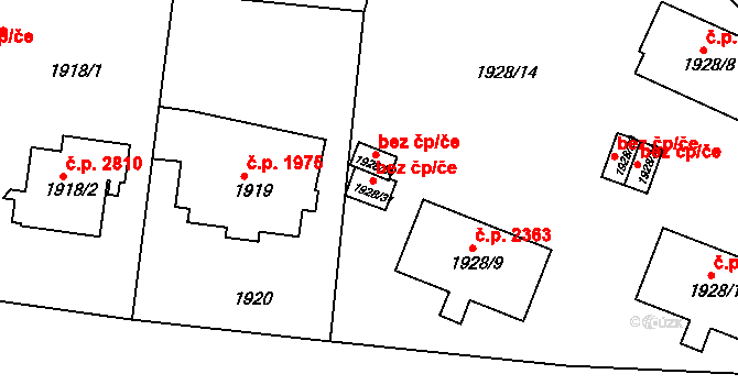 Teplice 45122814 na parcele st. 1928/31 v KÚ Teplice, Katastrální mapa