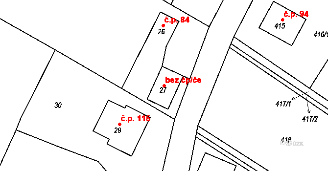 Ostrata 47859814 na parcele st. 27 v KÚ Ostrata, Katastrální mapa