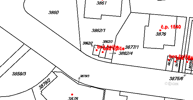 Praha 49051814 na parcele st. 3862/2 v KÚ Smíchov, Katastrální mapa