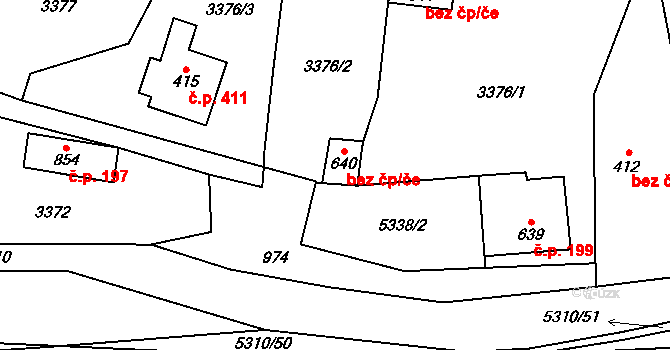 Hošťálková 49184814 na parcele st. 640 v KÚ Hošťálková, Katastrální mapa