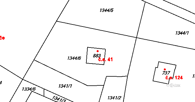 Bublava 41 na parcele st. 883 v KÚ Bublava, Katastrální mapa