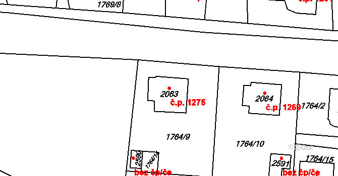 Hlinsko 1275 na parcele st. 2063 v KÚ Hlinsko v Čechách, Katastrální mapa