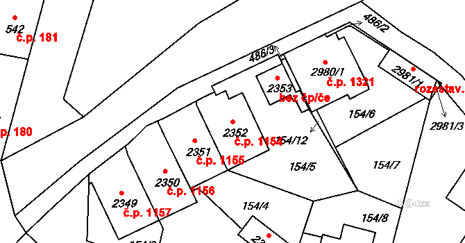 Vodňany II 1154, Vodňany na parcele st. 2352 v KÚ Vodňany, Katastrální mapa