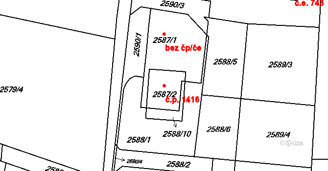 Poruba 1416, Orlová na parcele st. 2587/2 v KÚ Poruba u Orlové, Katastrální mapa