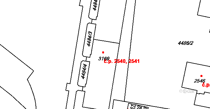 Žatec 2540,2541 na parcele st. 3169 v KÚ Žatec, Katastrální mapa