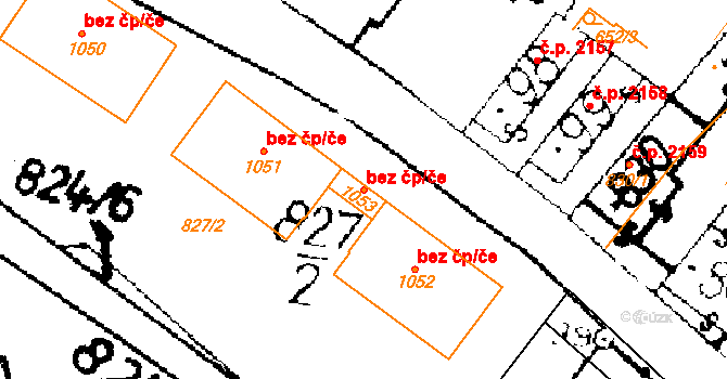 Roudnice nad Labem 94776814 na parcele st. 1053 v KÚ Podlusky, Katastrální mapa