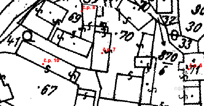 Starý Smolivec 7, Mladý Smolivec na parcele st. 70 v KÚ Starý Smolivec, Katastrální mapa