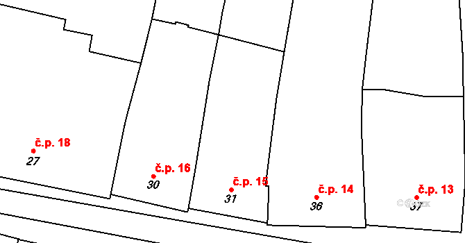 Bílovice 15, Bílovice-Lutotín na parcele st. 31 v KÚ Bílovice, Katastrální mapa