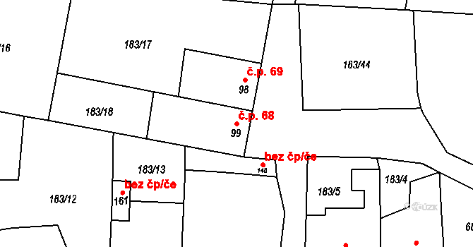 Soběsuky 68, Plumlov na parcele st. 99 v KÚ Soběsuky u Plumlova, Katastrální mapa
