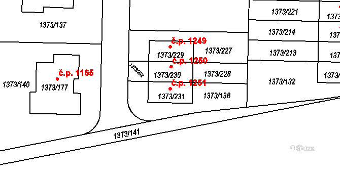 Dolní Chabry 1251, Praha na parcele st. 1373/231 v KÚ Dolní Chabry, Katastrální mapa