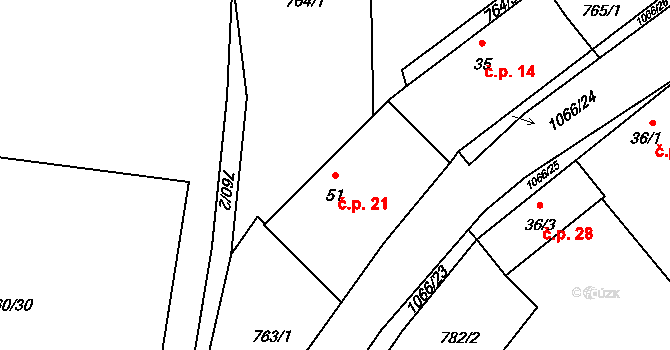 Jelmo 21, Libníč na parcele st. 51 v KÚ Jelmo, Katastrální mapa
