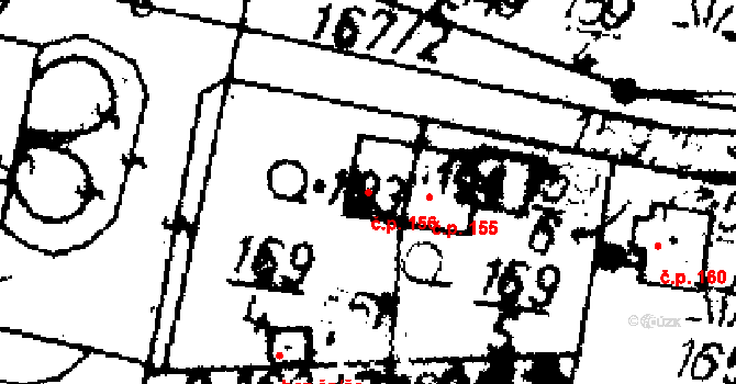 Radošov 156, Kyselka na parcele st. 193 v KÚ Radošov u Kyselky, Katastrální mapa