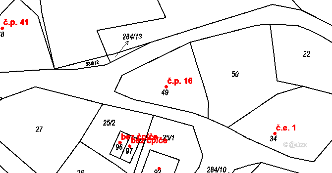 Sychrov 16, Mnichovo Hradiště na parcele st. 49 v KÚ Sychrov nad Jizerou, Katastrální mapa