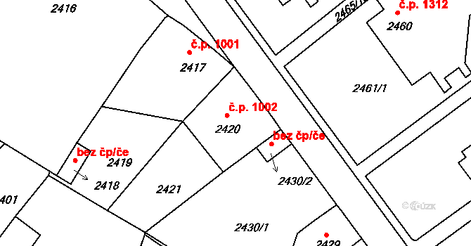Tachov 1002 na parcele st. 2420 v KÚ Tachov, Katastrální mapa